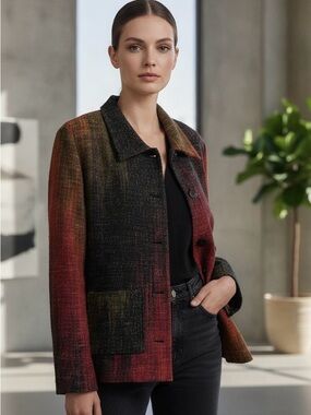 Candiss Cole Handwoven 100% Silk Art-to-Wear Autumn Jacket S / M